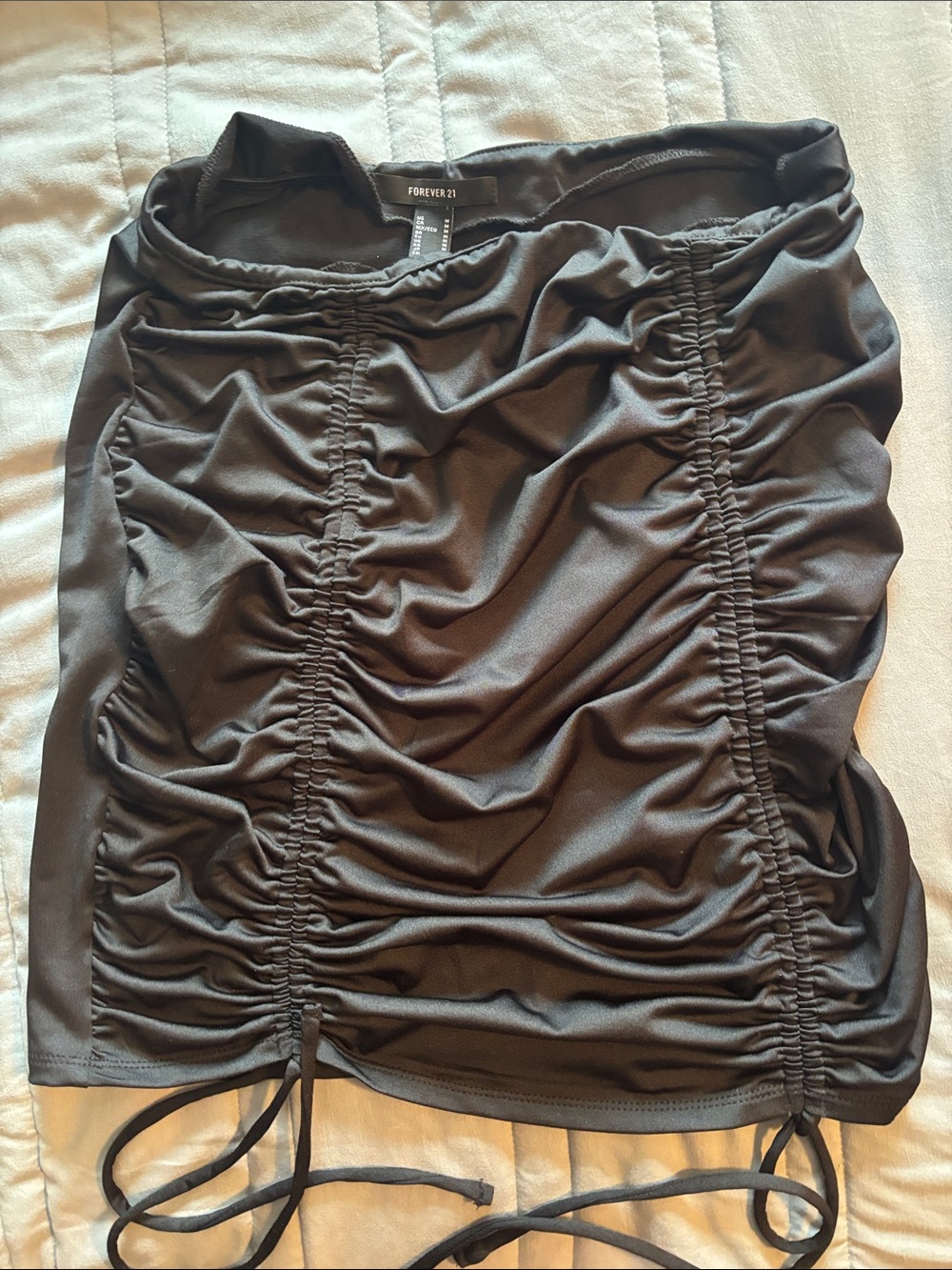 Forever 21 Black Ruched Side-Tie Mini Skirt